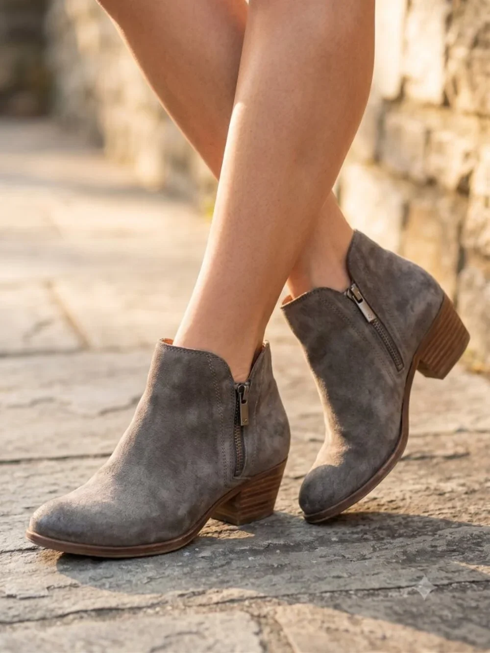 Lucky Brand Brenon gray suede booties